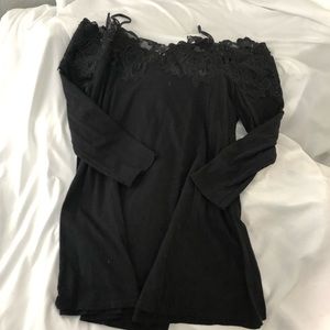 Anthropologie lace off the shoulder tunic